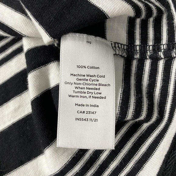 NWT Talbots Shirt Womens MP Petite Black White Stripe Square Neck 3/4 Sleeve Top - Picture 7 of 12